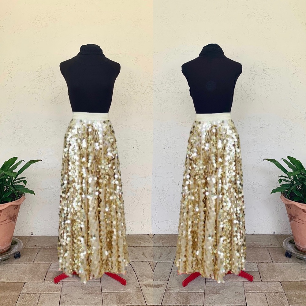 HP * Gold Large Sequin Maxi Gown Circle Skirt